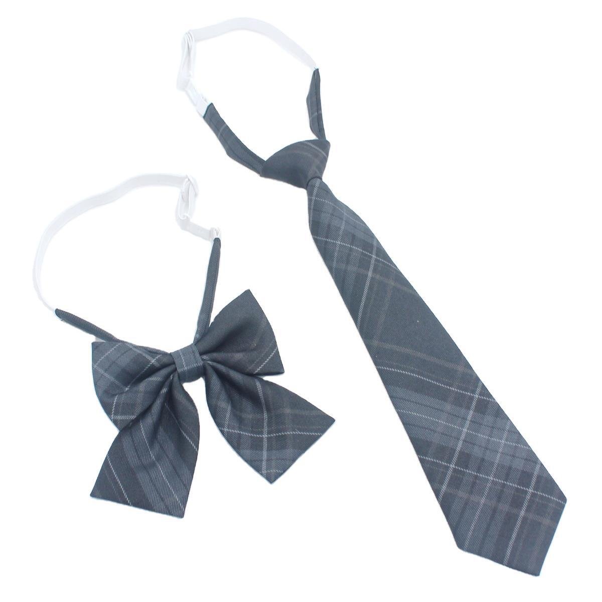 Students JK Polyester Check Neckties School Uniform Jacquard Skinny Slim Bow Tie Strips Children Mardas Neck Ties