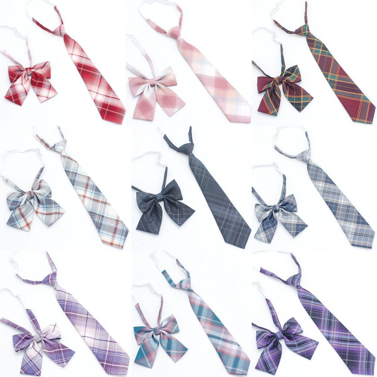 Students JK Polyester Check Neckties School Uniform Jacquard Skinny Slim Bow Tie Strips Children Mardas Neck Ties