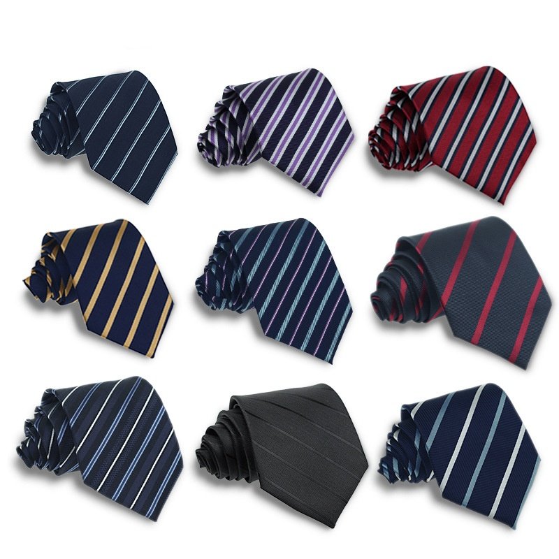 2024 Factory wholesale classic business men's 8cm striped jacquard polyester mens tie for suits
