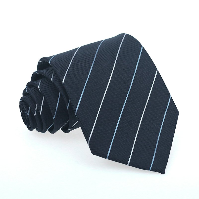 2024 Factory wholesale classic business men's 8cm striped jacquard polyester mens tie for suits