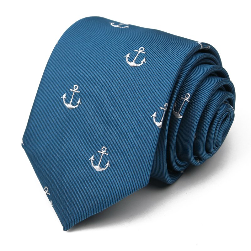 Manufacture Handmade Custom Anchor Pattern Woven Neckties Suit Part Neck Tie For Men