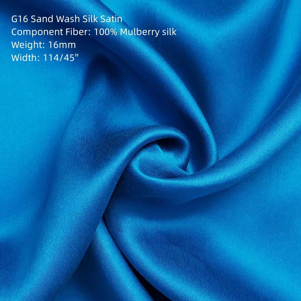 G16 Non toxic Sand Wash Silk Satin Plain Woven Fabric Pure Natural Raw 100% Mulberry Silk Fabrics for nightdress