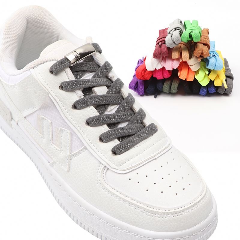 Creative Flat Elastic Shoelaces Metal Quick Magnetic Shoe Closures Lock Easy Lazy shoelaces No Tie Magnetic Buckle Shoelaces
