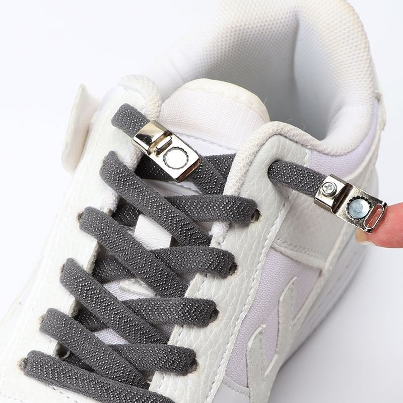 Creative Flat Elastic Shoelaces Metal Quick Magnetic Shoe Closures Lock Easy Lazy shoelaces No Tie Magnetic Buckle Shoelaces