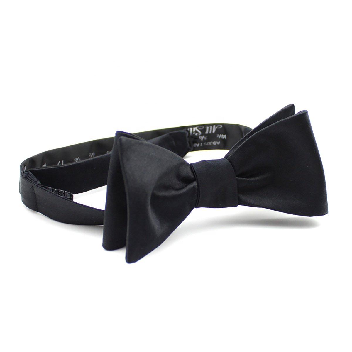 Mens Fashion Wholesale Bowtie Gentleman Adjustable Detachable Solid Color Black Silk Woven Satin Self Tie Tuxedo Bow Ties