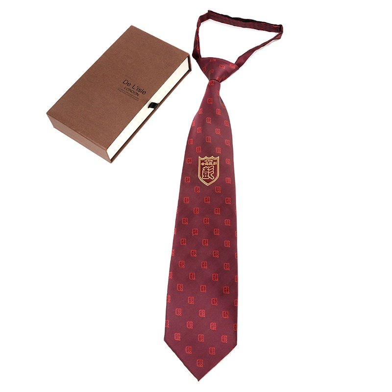 Hamocigia Handmade 100% Polyester Woven Jacquard School Children Tie Red
