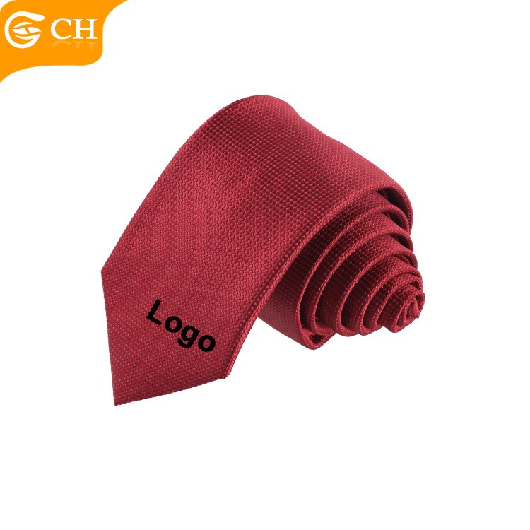 Factory Designer Red Win Import Polyester Solid Neckties American Leader Stylish Red Custom Logo Tie