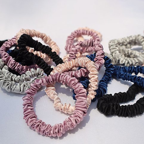 22 Momme Charmeuse 100% Pure Mulberry Hair Tie Silk Skinny Style Scrunchies