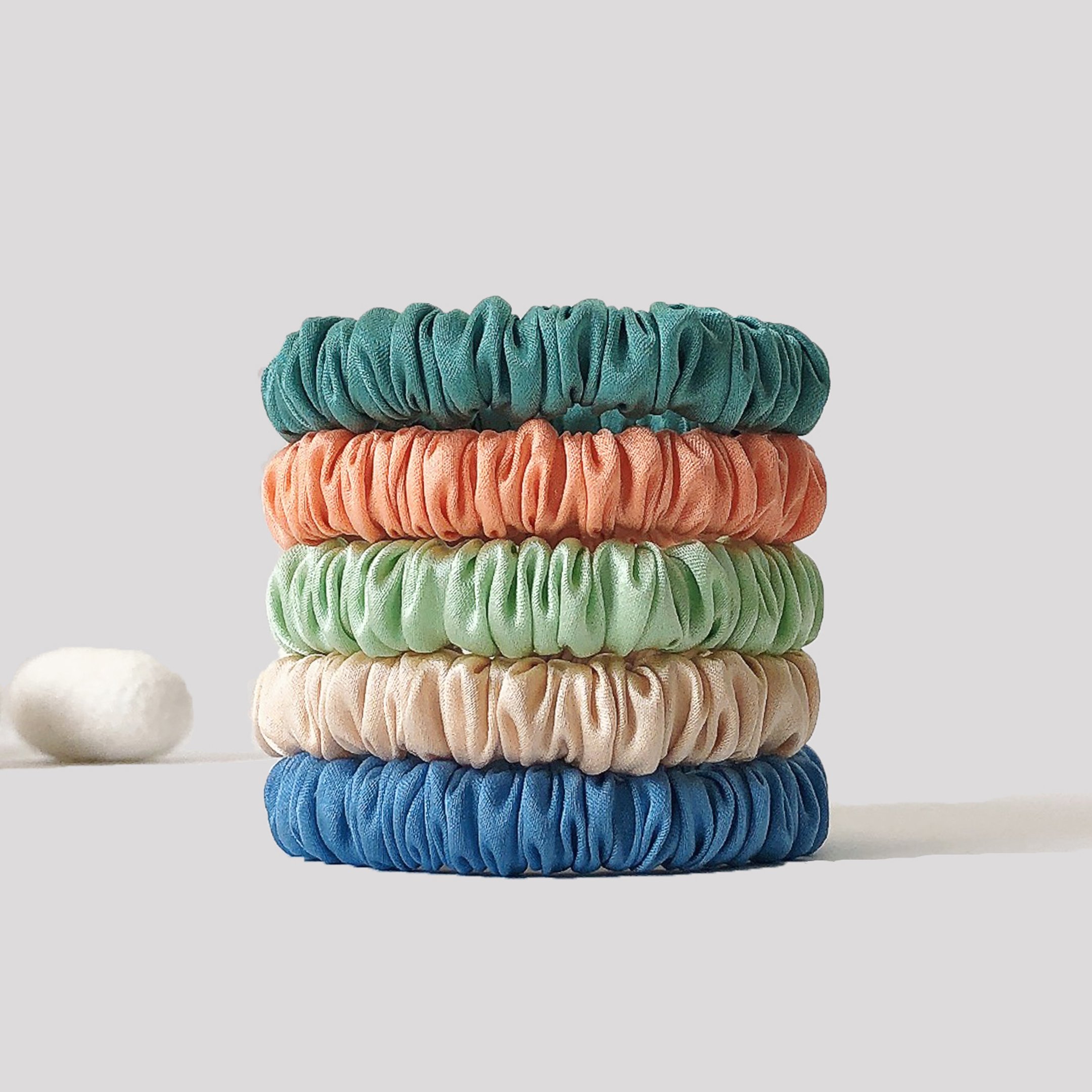 22 Momme Charmeuse 100% Pure Mulberry Hair Tie Silk Skinny Style Scrunchies