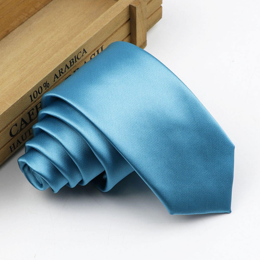 Mens Accessories Wedding Party 6cm Polyester Neck Ties Gravatas Solid Color Skinny Satin Plain Necktie