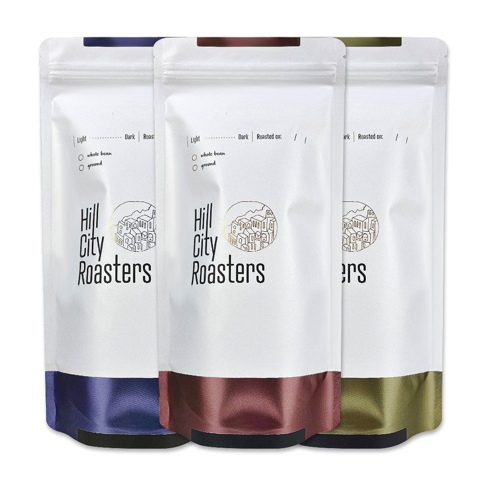 Custom Printed Logo 340g Stand Up Pouch Matte White Coffee Bag with Valve