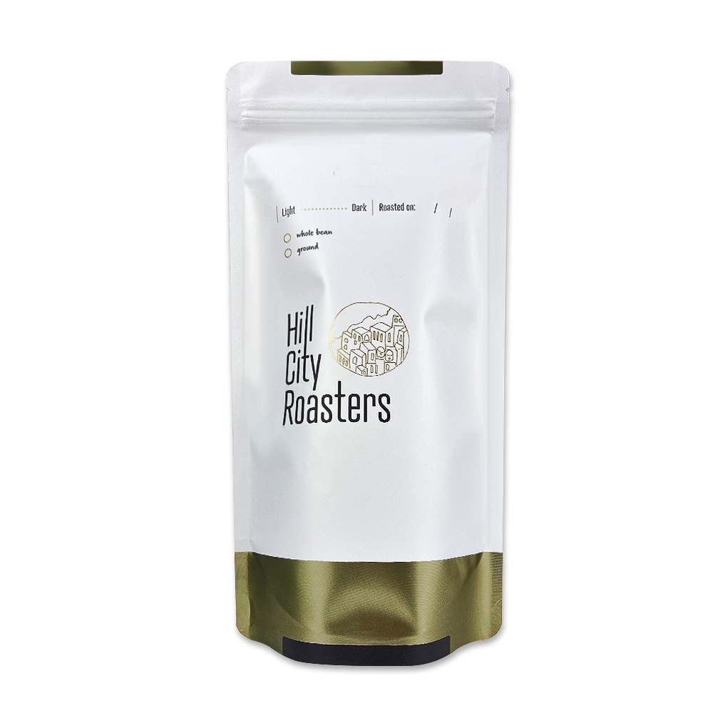 Custom Printed Logo 340g Stand Up Pouch Matte White Coffee Bag with Valve