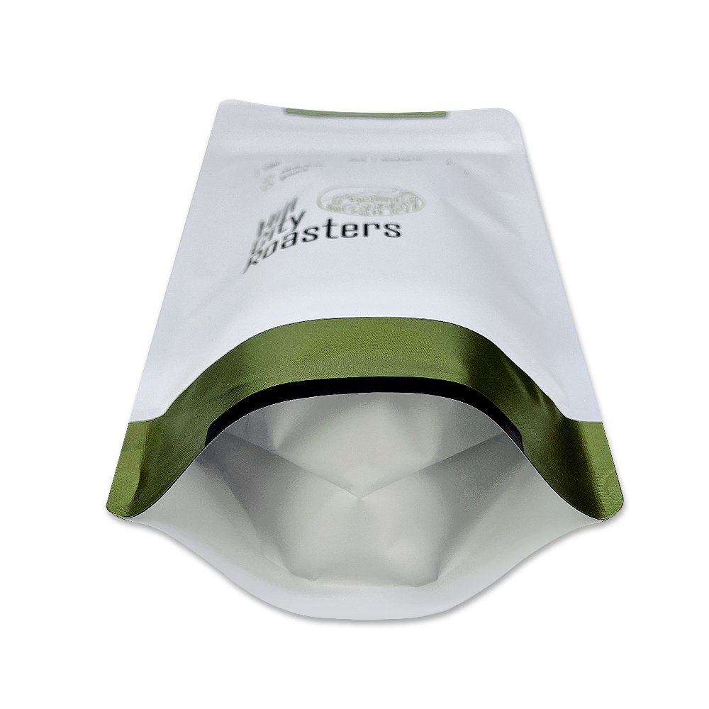 Custom Printed Logo 340g Stand Up Pouch Matte White Coffee Bag with Valve