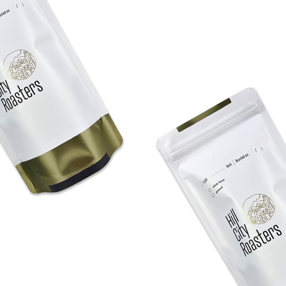 Custom Printed Logo 340g Stand Up Pouch Matte White Coffee Bag with Valve
