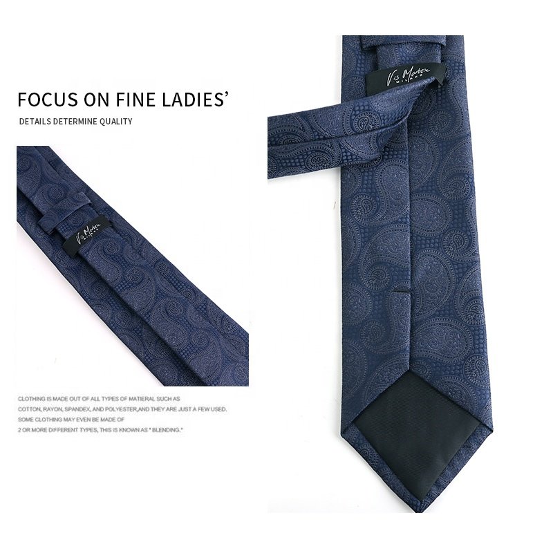 High quality hot selling paisley 7.5cm handmade cheap tie factory wholesale black,navy blue casual vintage men's formal tie
