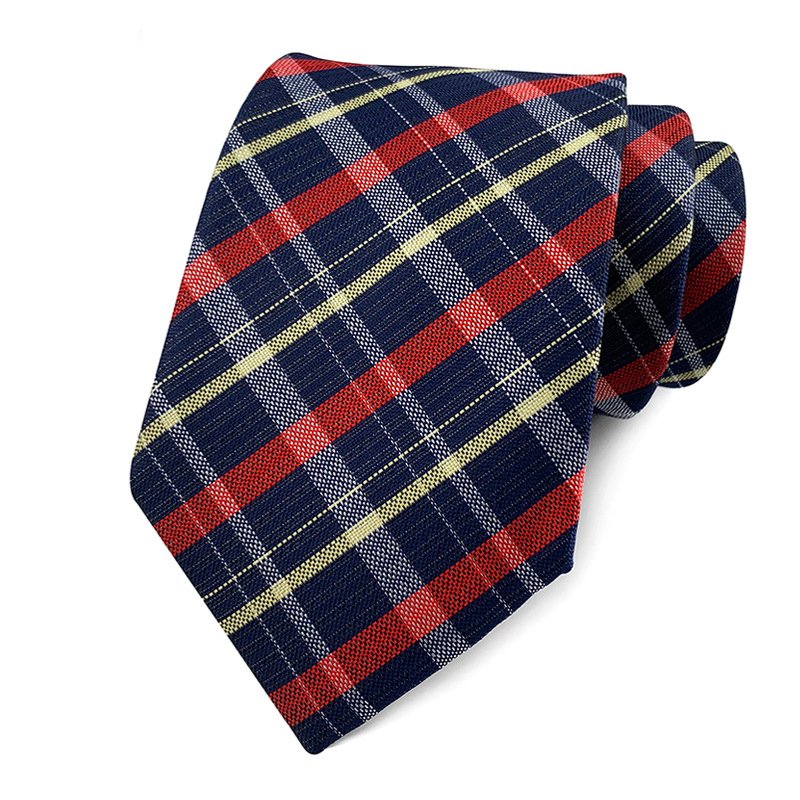 Normal Size High Quality Silk Mens Necktie Red with Navy Stripe Tie