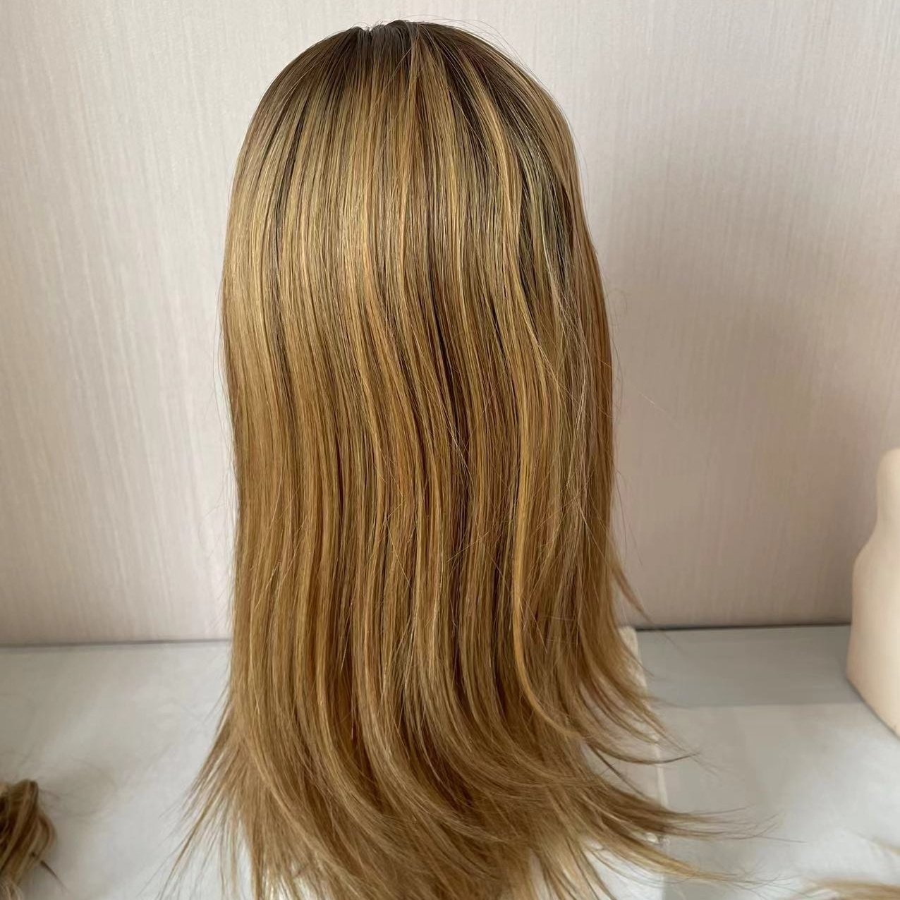 stock silicone base dark blonde handtied human hair european medical wig for hair loss people