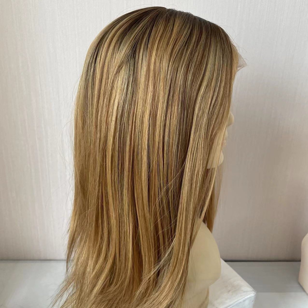 stock silicone base dark blonde handtied human hair european medical wig for hair loss people
