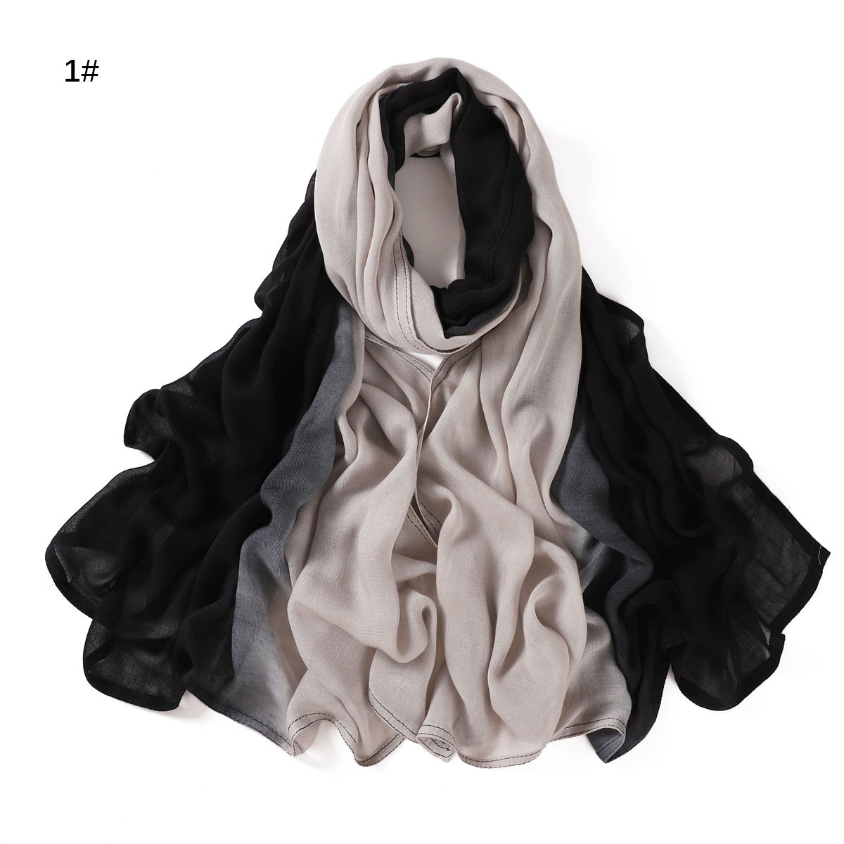Wholesale Ombre Ombre Modal Hijab Scarf Cotton Viscose Rayon Modal Woven Shawl Voile Chiffon Wrap Shawls Tie Dye Hijab Voile