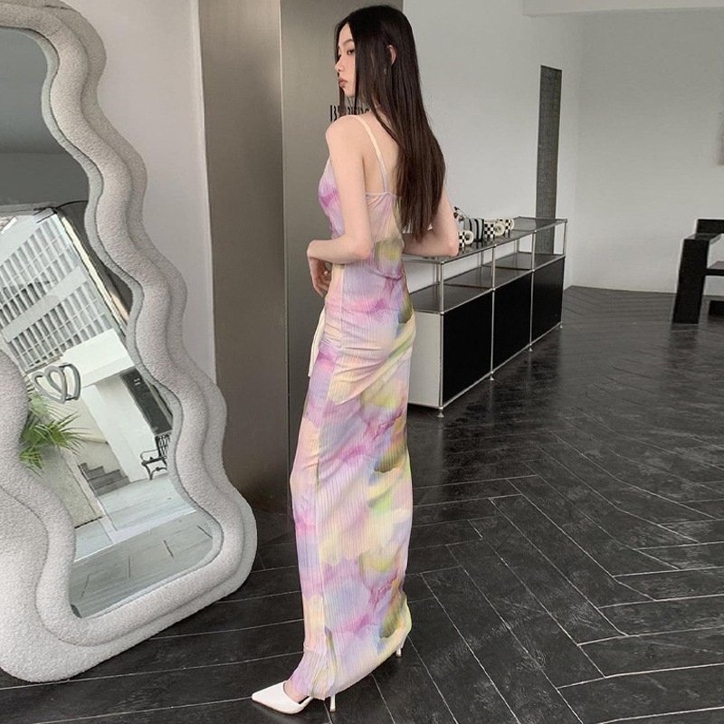 Latest Design Summer Ladies Tie Dye Dresses U-neck Fashion Dresses Women Casual Africa Dress