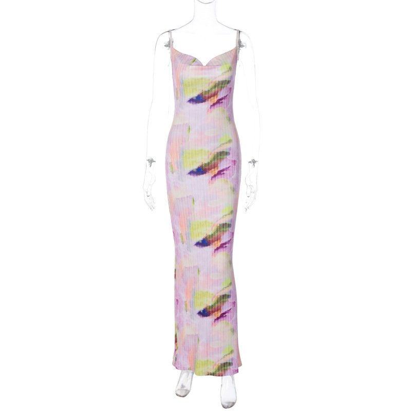 Latest Design Summer Ladies Tie Dye Dresses U-neck Fashion Dresses Women Casual Africa Dress