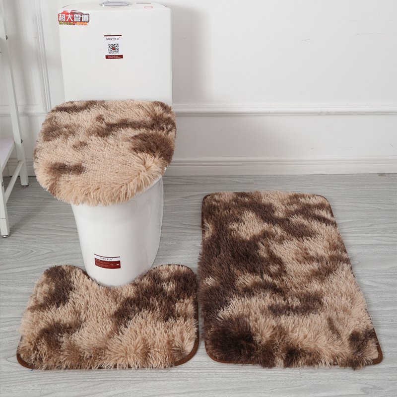 Wholesale Soft Plain Shower Absorbent Anti Slip 3pcs Shaggy Fluffy Microfibre Bathroom Rug Mats