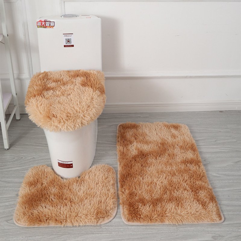 Wholesale Soft Plain Shower Absorbent Anti Slip 3pcs Shaggy Fluffy Microfibre Bathroom Rug Mats