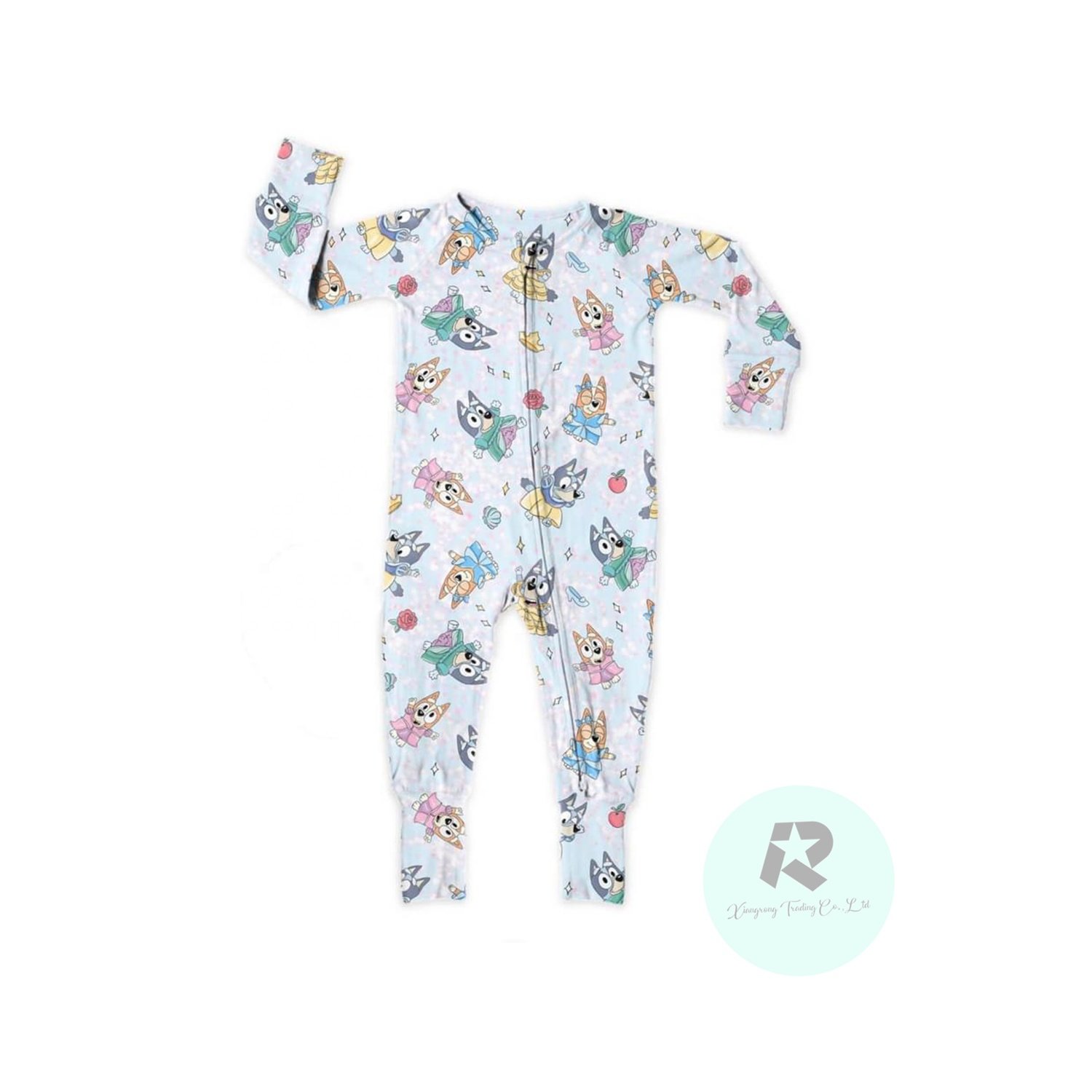 Flowers and Animals Cotton bamboo newborn clothes Custom organic baby bamboo romper with solid footie