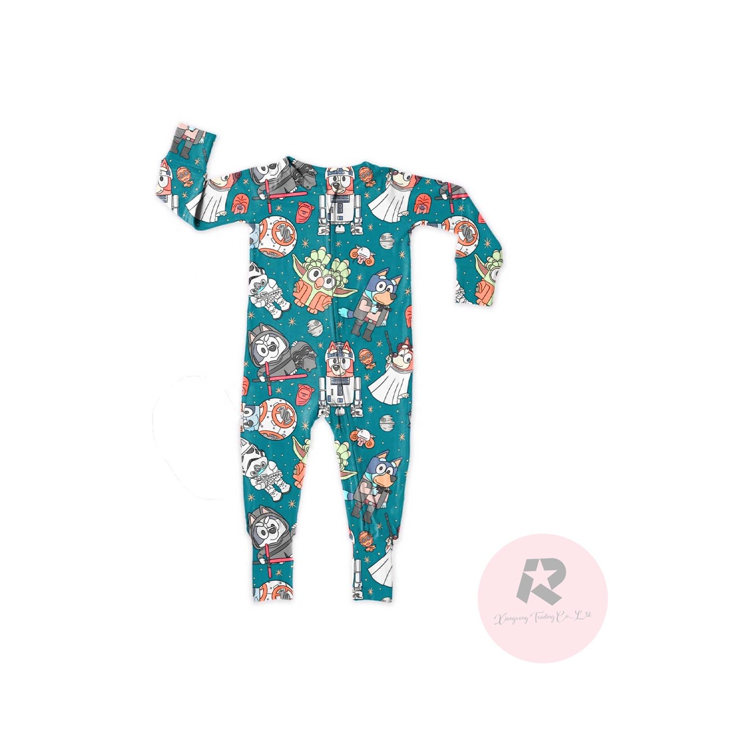 Flowers and Animals Cotton bamboo newborn clothes Custom organic baby bamboo romper with solid footie