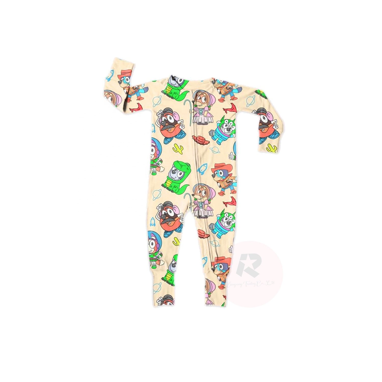 Flowers and Animals Cotton bamboo newborn clothes Custom organic baby bamboo romper with solid footie