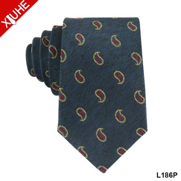 Hot Saling Fashion Tie Silk Green Wholesale Floral Necktie Woven Jacquard Polyester Mens Tie For Business