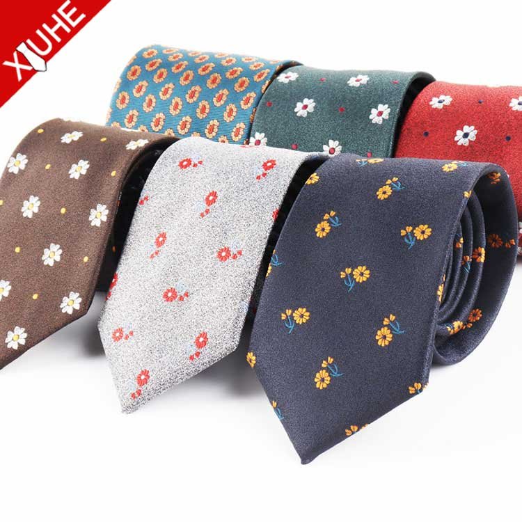 Hot Saling Fashion Tie Silk Green Wholesale Floral Necktie Woven Jacquard Polyester Mens Tie For Business