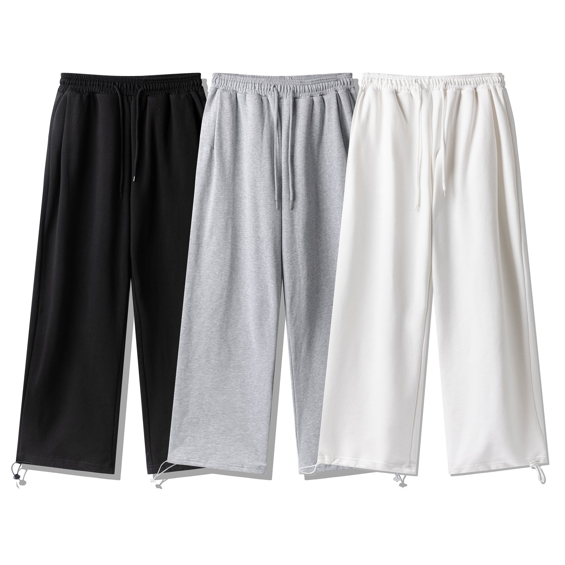 Men's Casual Jogging Pants Drawstring Tied Legs Super Soft Loose Wide Leg Design Women's Pure Cotton Summer Straight Skinny