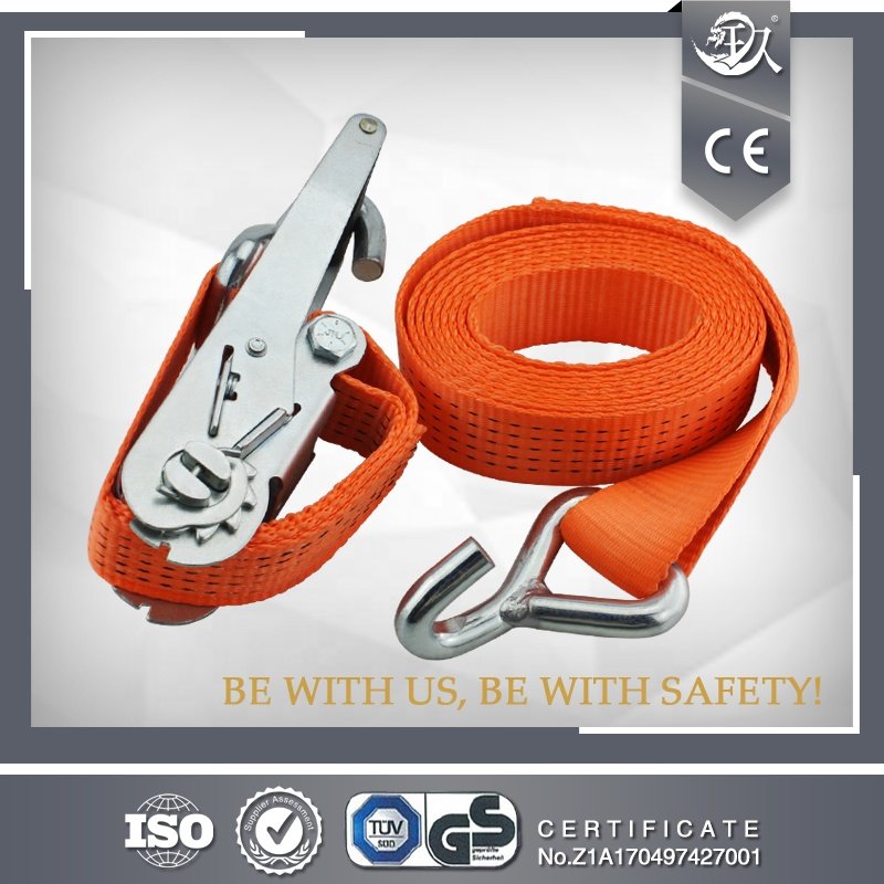 5ton 50mm 2" truck lashing strap ratchet strap tie down with single J hook