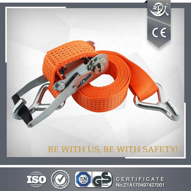 5ton 50mm 2" truck lashing strap ratchet strap tie down with single J hook
