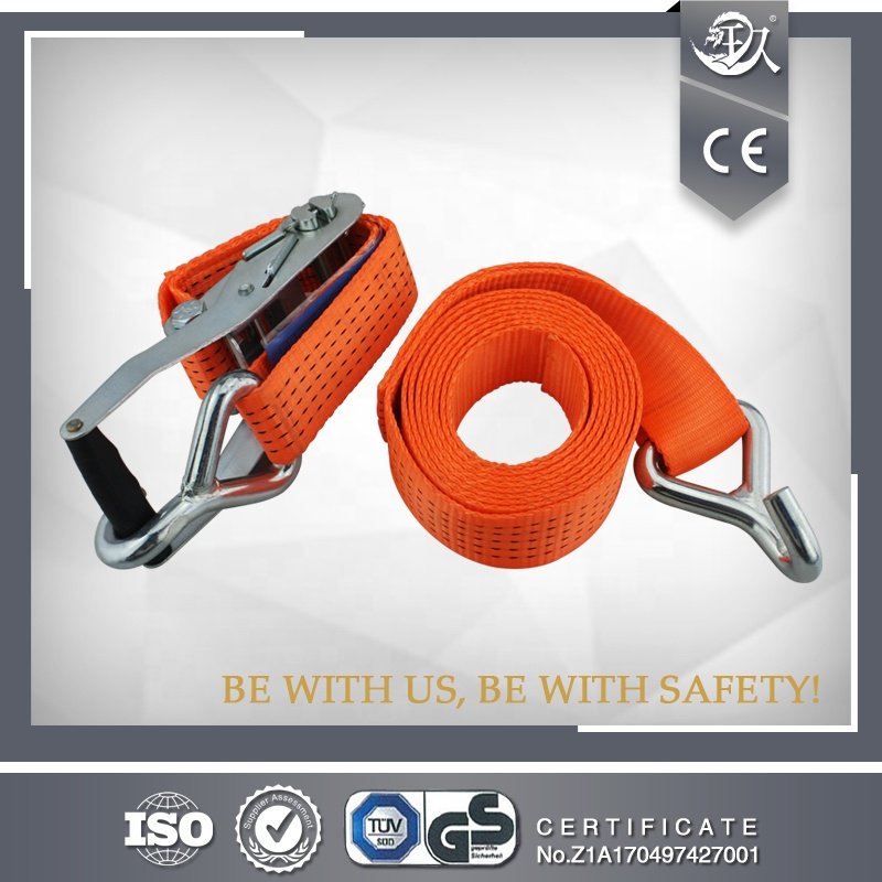 5ton 50mm 2" truck lashing strap ratchet strap tie down with single J hook