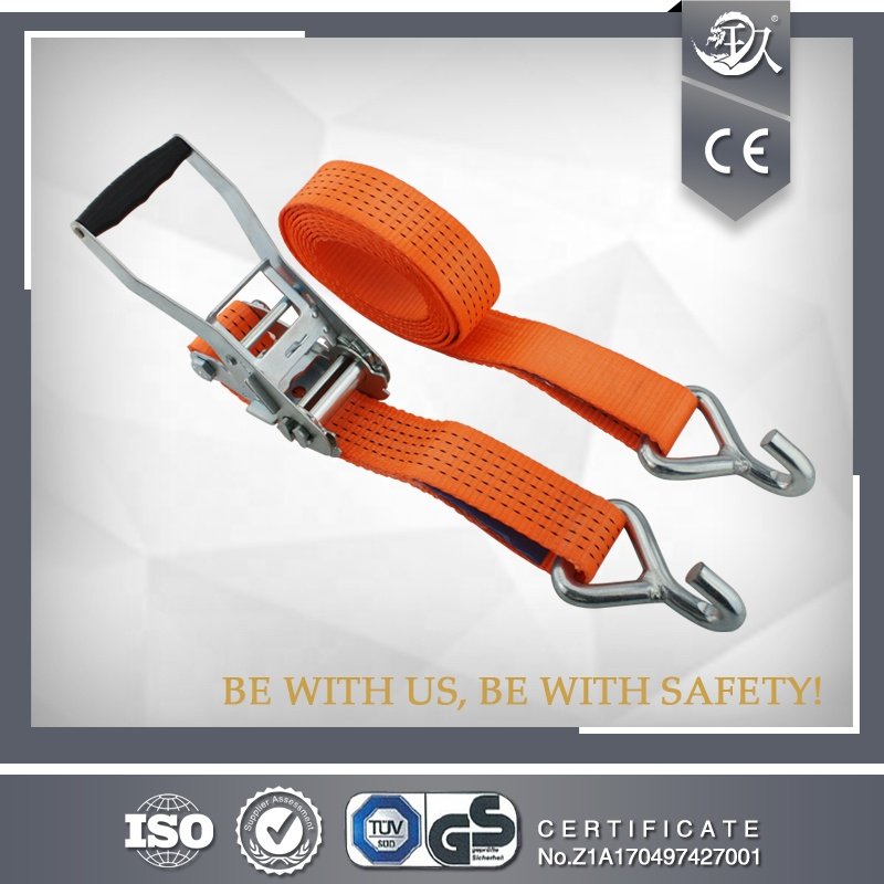 5ton 50mm 2" truck lashing strap ratchet strap tie down with single J hook