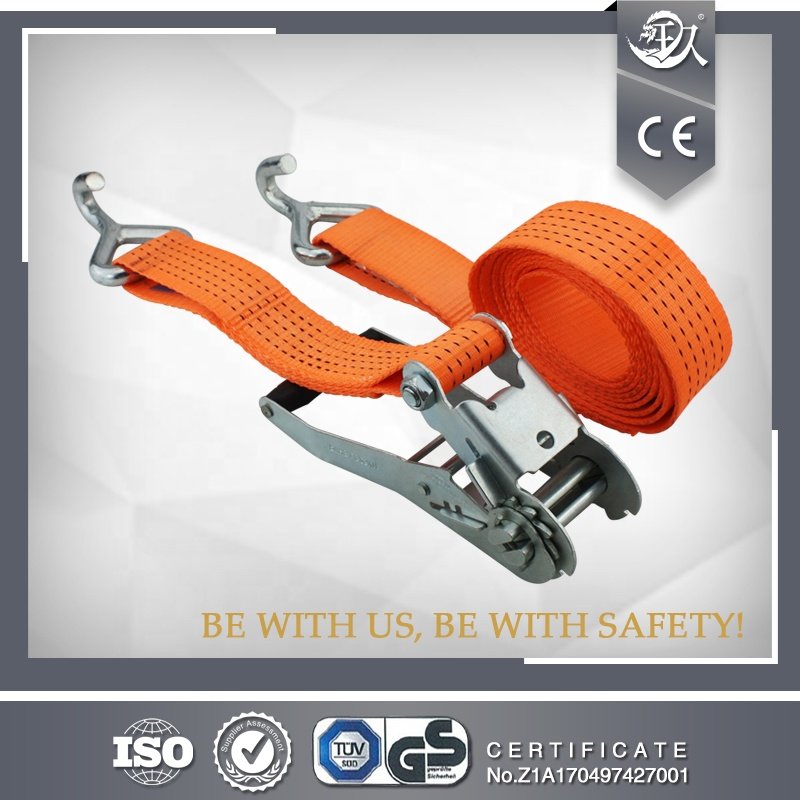 5ton 50mm 2" truck lashing strap ratchet strap tie down with single J hook