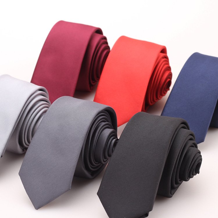 Custom logo Korean narrow necktie wedding fashion student casual small tie Black 5CM groom tie men's necktie