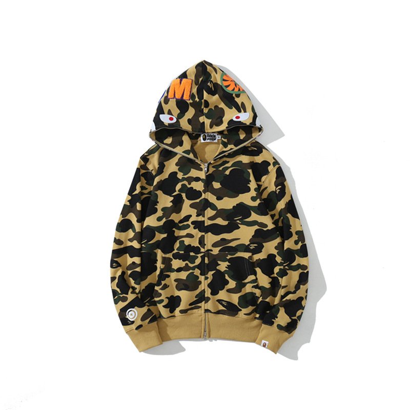 Original Edition 100% Cotton Bapees Hoodie Unisex 3d Shark Camo Zip Streetwear Hip Hop Style Sweatshirt For Men And Women