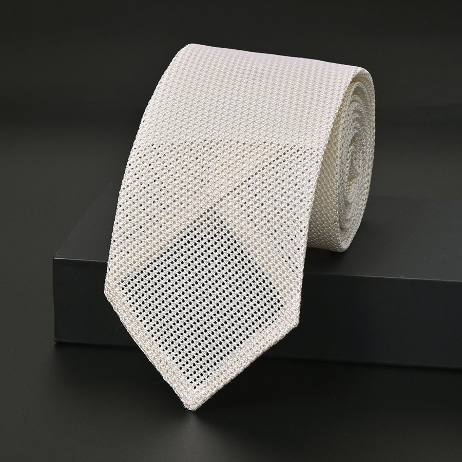 Yili Grenadine Necktie Knitted Silk Tie Solid Black White Striped Ties Knit Tie For Men's Accessory