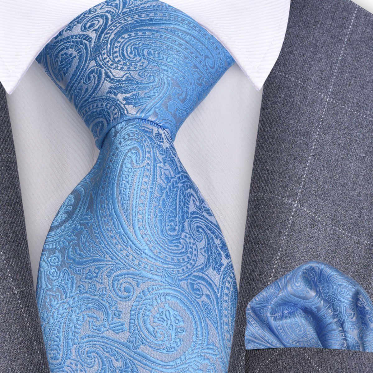 New Style 8cm Tie Set Purple Red Silk Pocket Square Necktie and Handkerchief Tie Sets for Men Business Wedding Ties