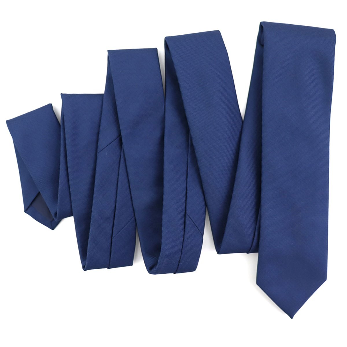 Casual Fashion Business Handmade Polyester Slim Skinny Mens Suit Ties Classic Indigo Blue Color Custom Solid Necktie For Men