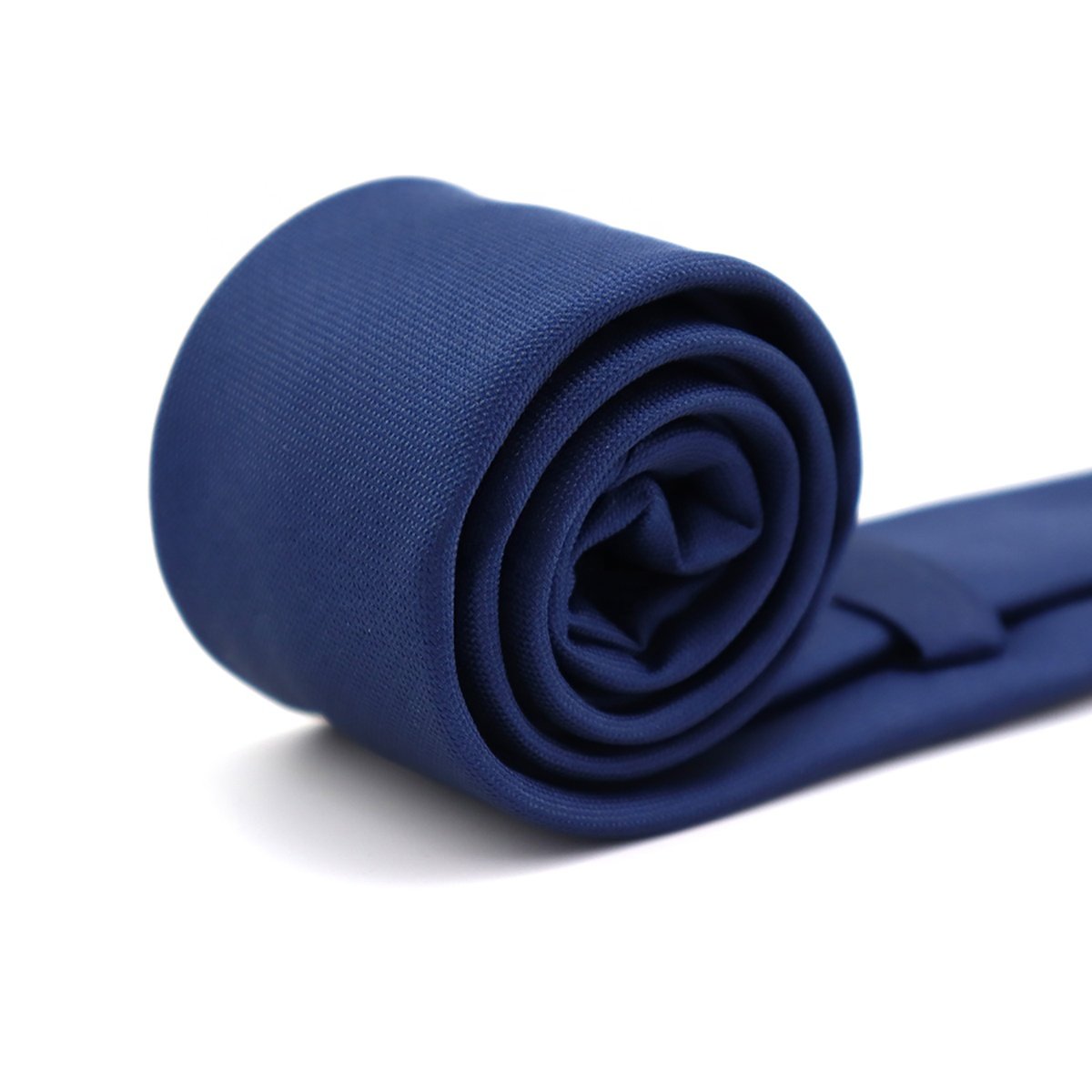 Casual Fashion Business Handmade Polyester Slim Skinny Mens Suit Ties Classic Indigo Blue Color Custom Solid Necktie For Men
