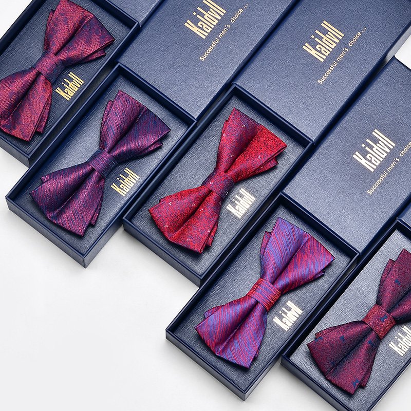 Wholesale Men Bowtie Necktie Handkerchief Clip Set Gift Box Custom Bulk Bow Tie for Wedding