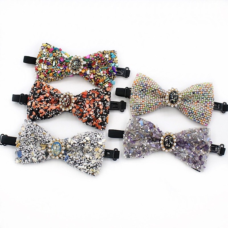 Rhinestone Bow Ties for Men Pre-tied Sequin Bowties Men with Adjustable Length, Jewel Bowknot Wedding Prom Tuxedo Accessories