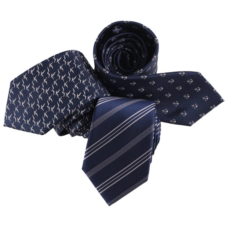 Novelty Stripe Pattern with Navy White Color Series 100% Silk Wholesales Tie Handmade Custom Woven Fashion Neckties For Mens