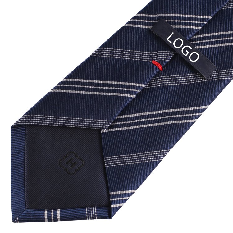 Novelty Stripe Pattern with Navy White Color Series 100% Silk Wholesales Tie Handmade Custom Woven Fashion Neckties For Mens