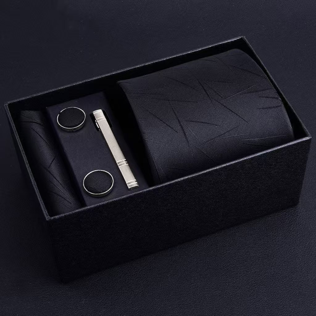 factory wholesale strip One-Order Minimum Luxury Men's Wool Tie Set with Gift Box Necktie Gift for Men