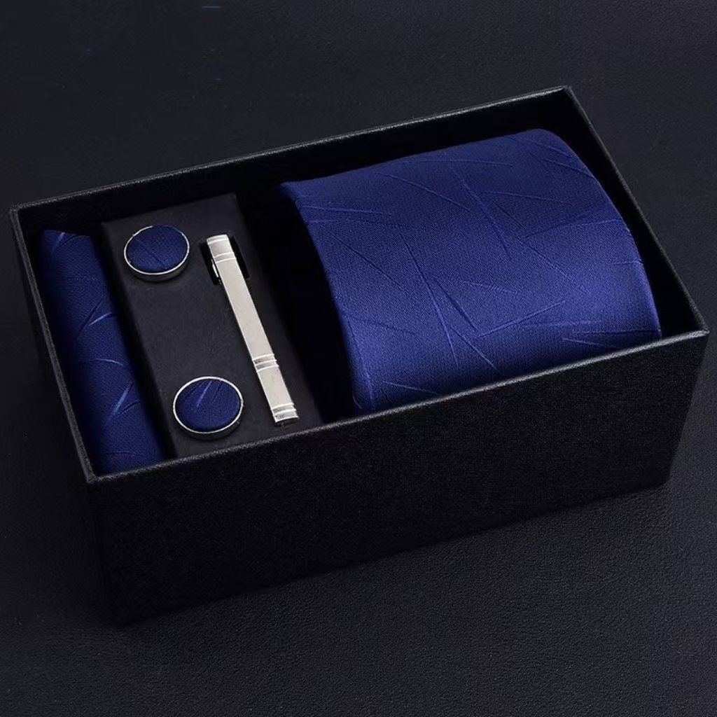factory wholesale strip One-Order Minimum Luxury Men's Wool Tie Set with Gift Box Necktie Gift for Men